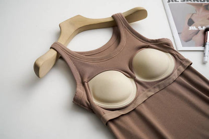 Rib Soft tank top w built in bra: Cocoa