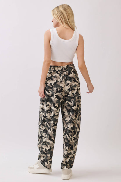 Camo Terry Barrel Pants