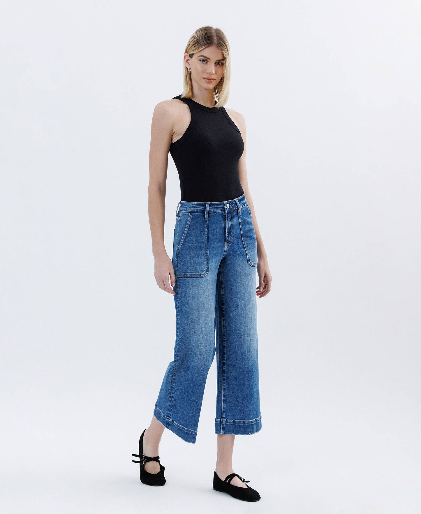 HR Crop Wide Leg Utility Jean