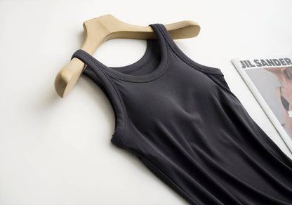 Rib Soft tank top w built in bra: Black