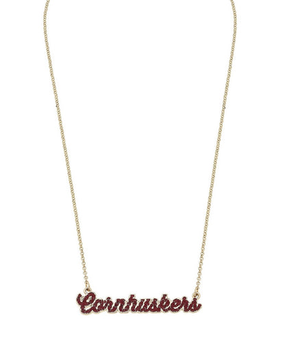 Nebraska Huskers Autograph Enamel Necklace in Red