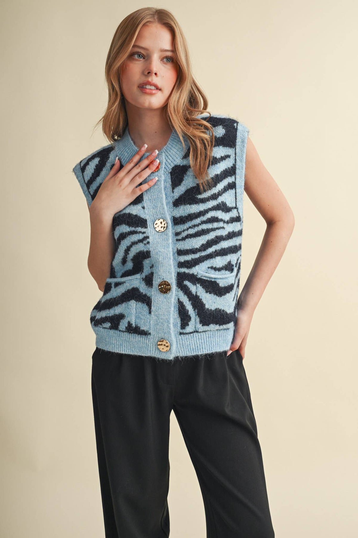 Tiger Stripe Sweater Vest: Blue