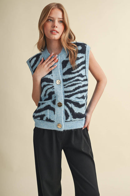 Tiger Stripe Sweater Vest: Blue