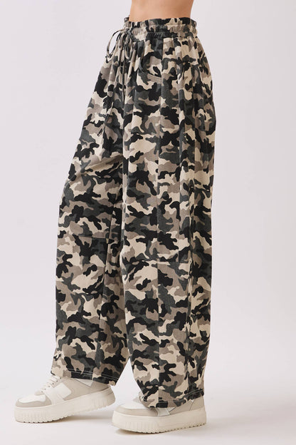 Camo Terry Barrel Pants