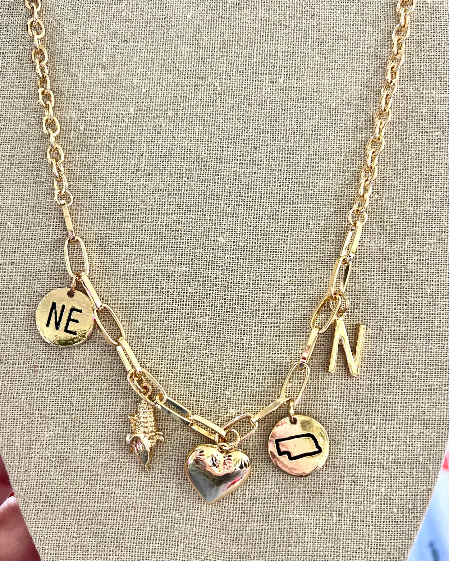 NE Charm Necklace W/Earrings