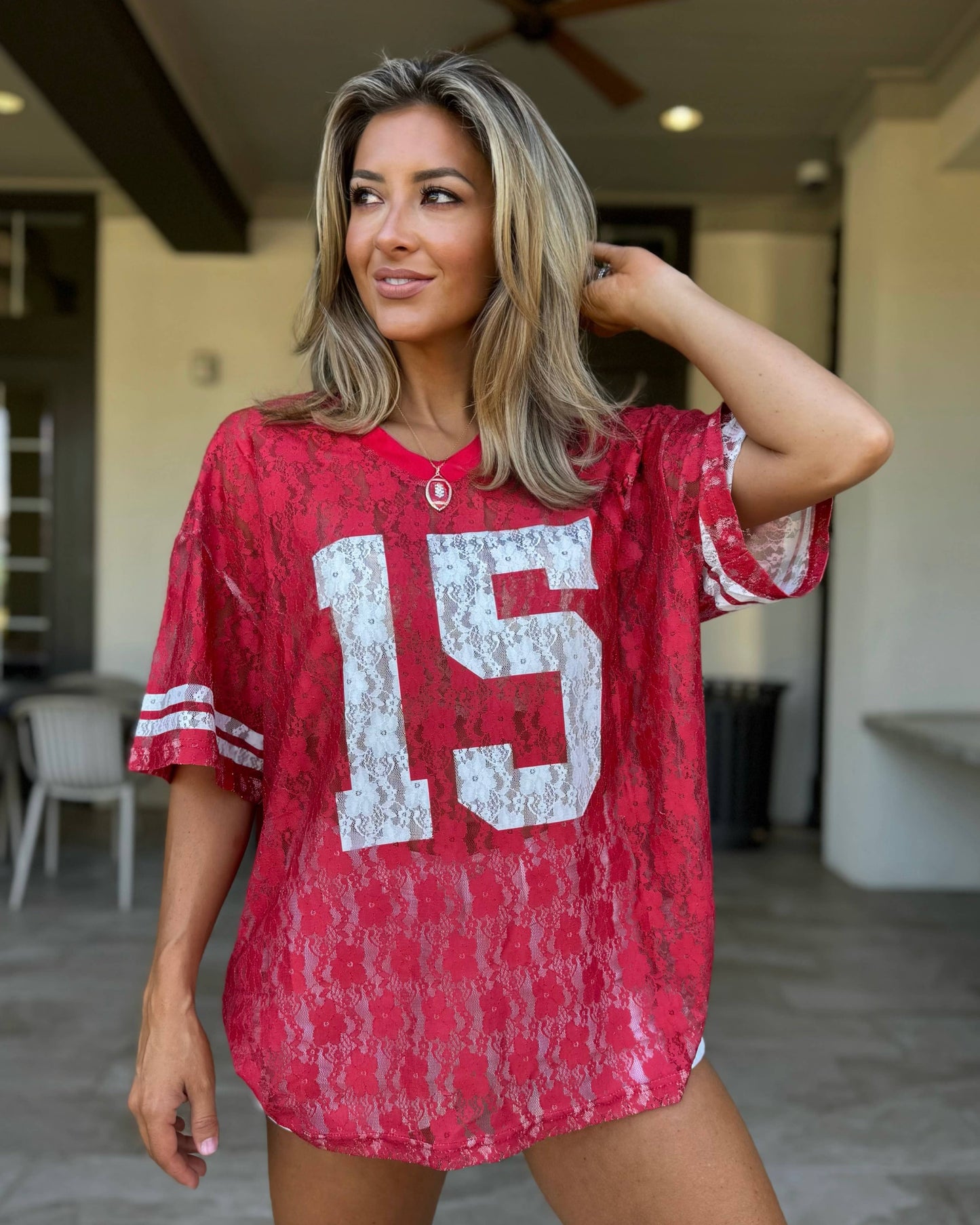Red Lace Game Day Football Jersey
