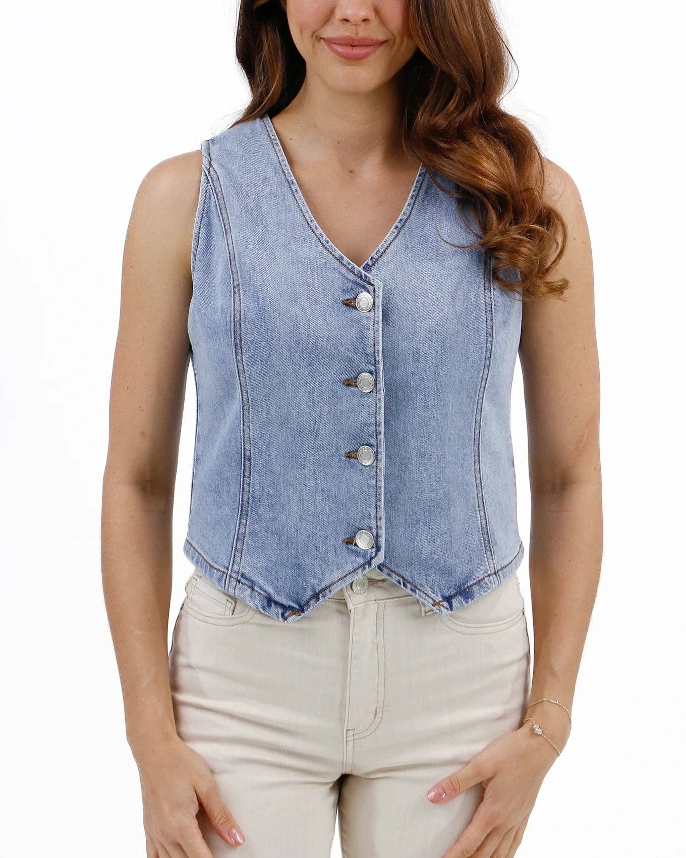 Denim Vest in Mid-Wash