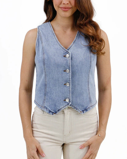 Denim Vest in Mid-Wash