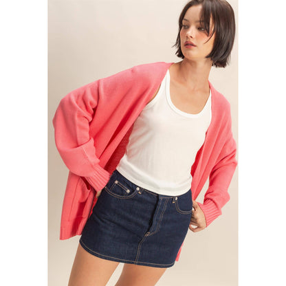 Oversized Cardigan With Pockets: TAFFY PINK