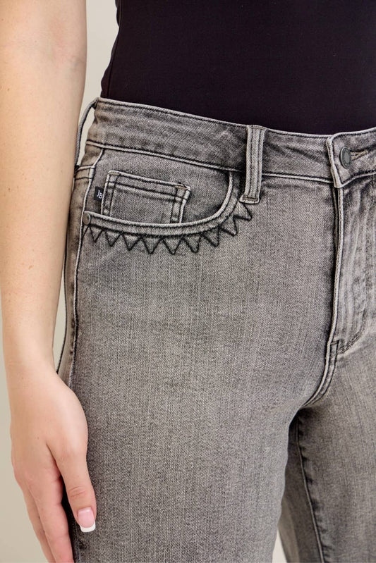HW Vintage Grey Wash Embroidery Crop Wide