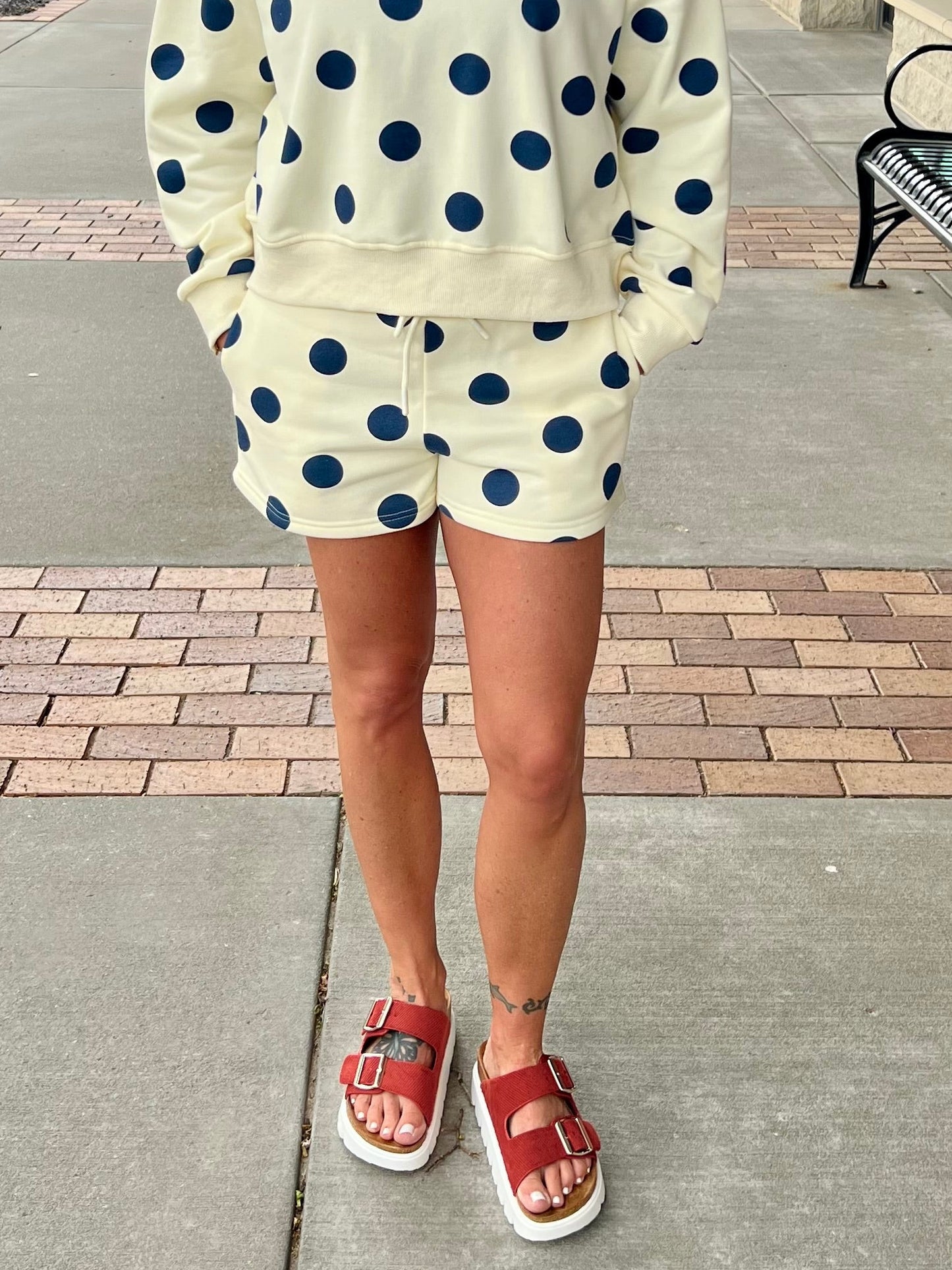 Polka Dot Sweatshorts: Navy