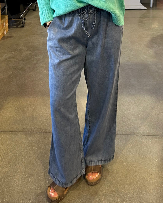 Missy Drawstring Wide Straight Pant