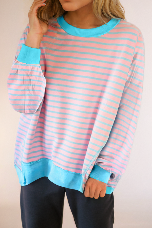 Stripe Long Sleeve Pullover Sweatshirt