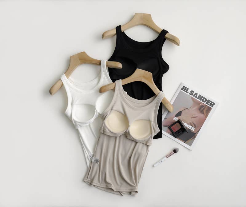 Essential Rib Soft Tank w built in bra