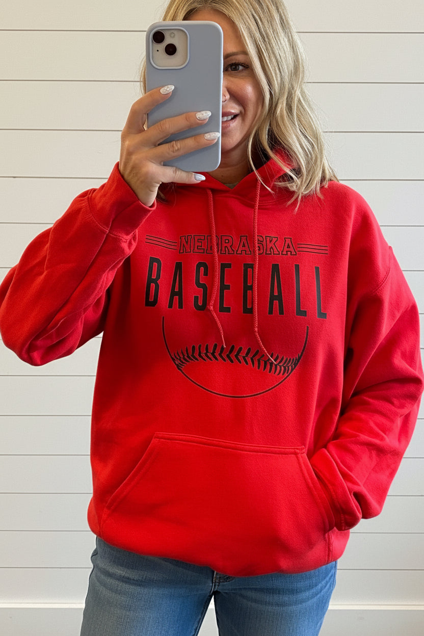 Nebraska Baseball Hoodie- RED