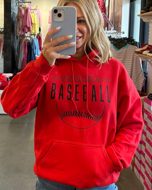 Nebraska Baseball Hoodie- RED