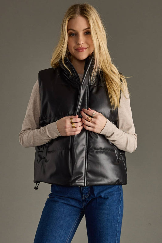 Black Faux Leather Vest