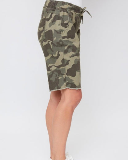 Elastic Waist Camo Bermuda Short