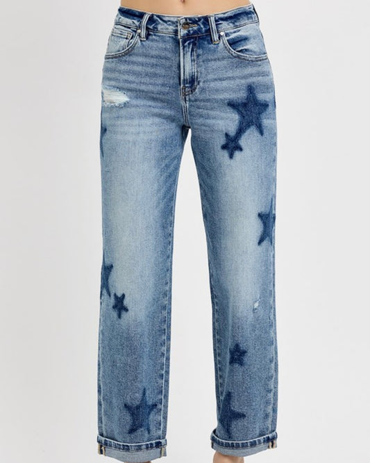 Mid Rise Boyfriend Star Denim