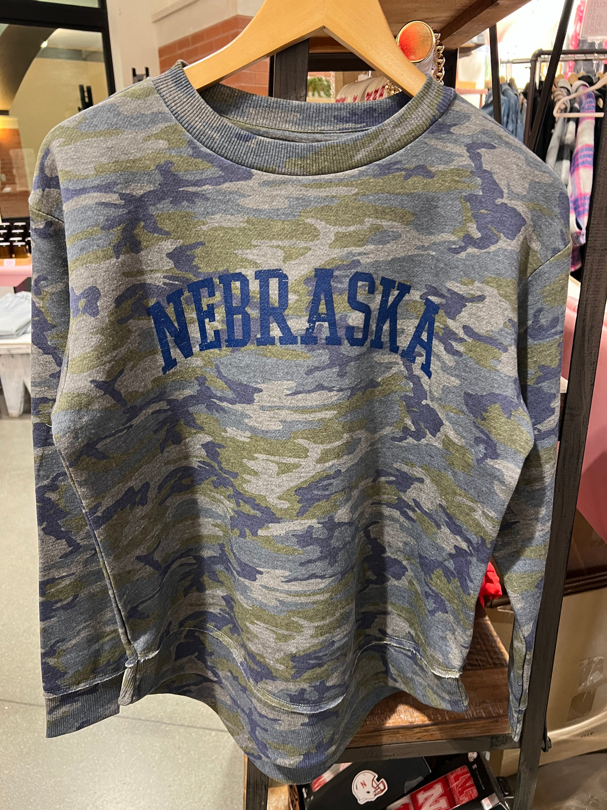 Blue Nebraska Camo Sweatshirt