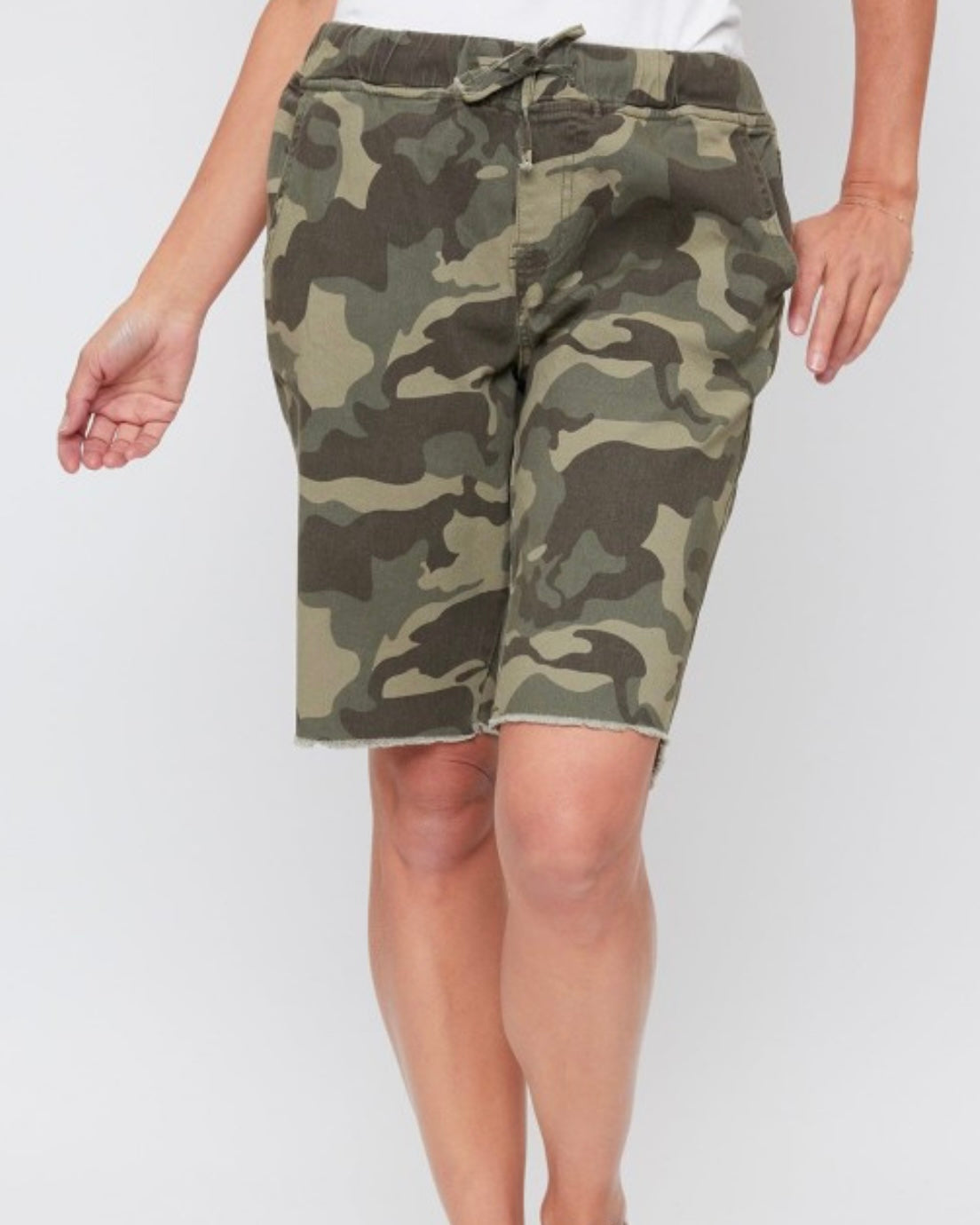 Elastic Waist Camo Bermuda Short