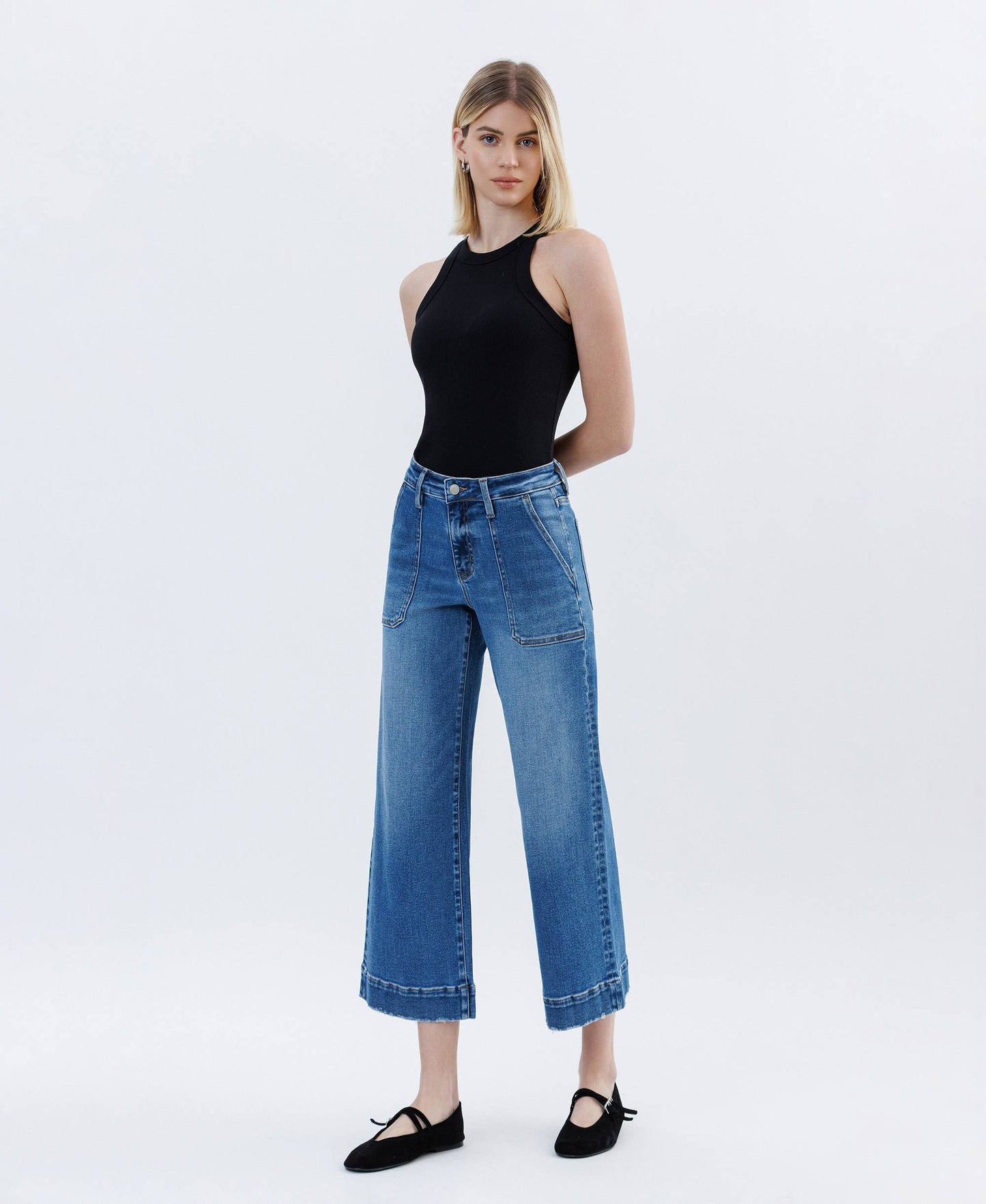 HR Crop Wide Leg Utility Jean