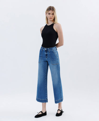 HR Crop Wide Leg Utility Jean
