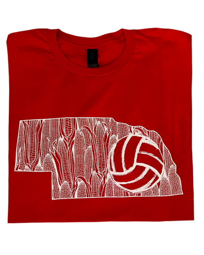Nebraska Volleyball State Short Sleeve Tee-Red