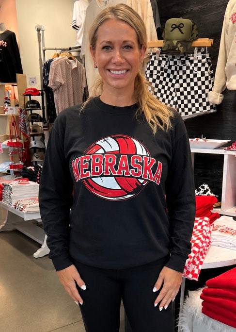 Black Nebraska Volleyball Long Sleeve Tee