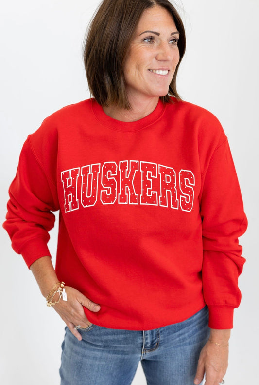 Huskers Polka Dot Red Sweatshirt