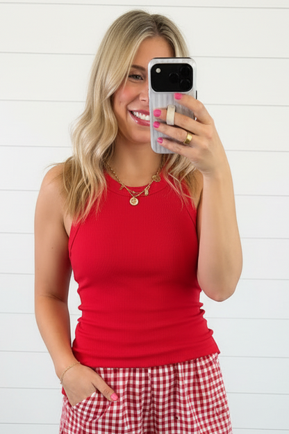 RIB KNIT ROUND NECK TANK