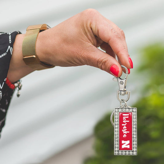 Nebraska Cornhuskers  Crystal Rectangle Key Chain