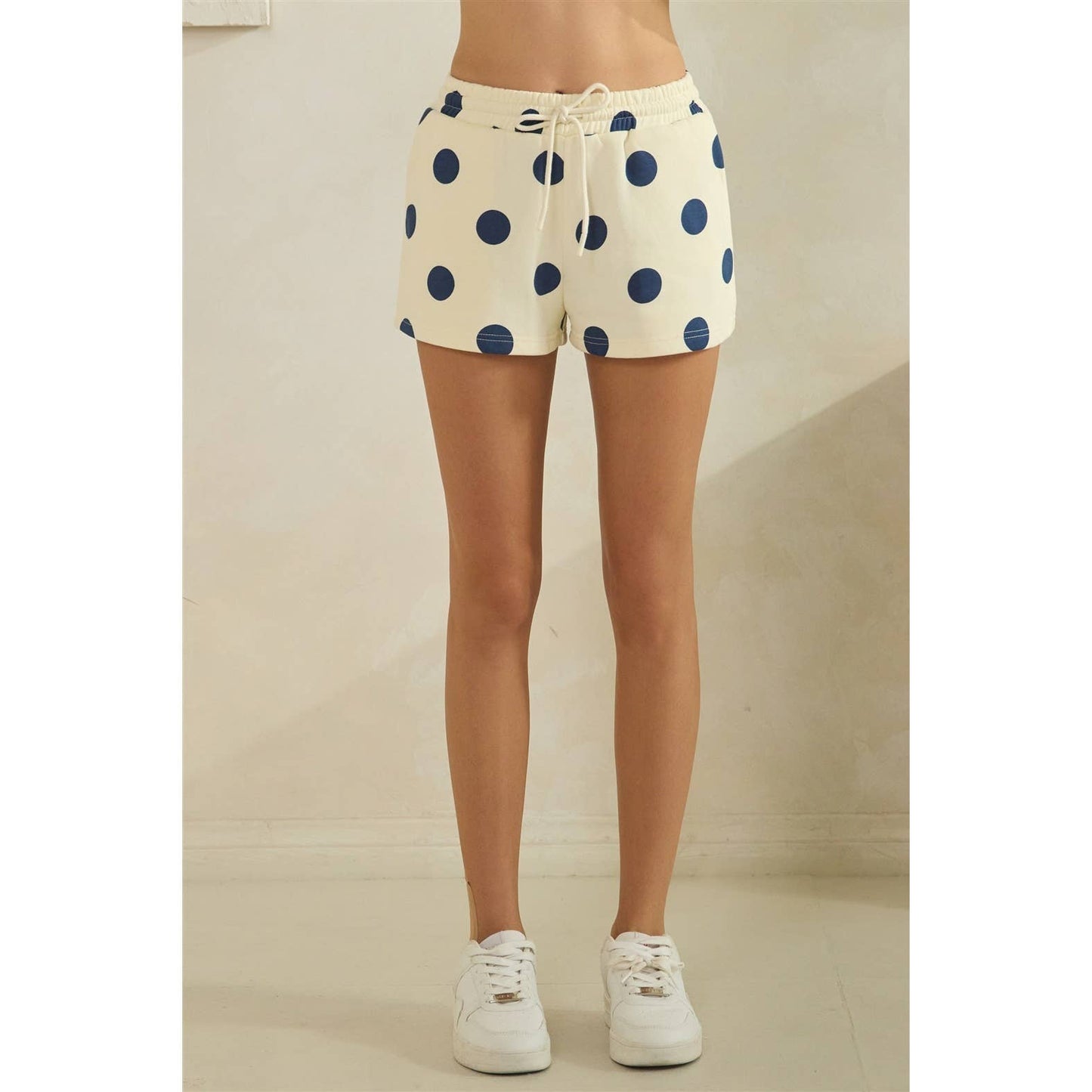 Polka Dot Sweatshorts: Navy