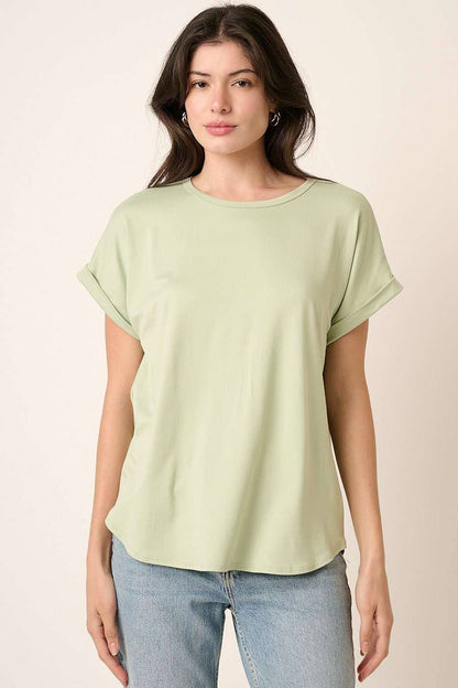 ROUND NECK DOLMAN SHORT SLEEVE TOP