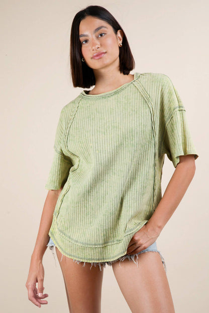 Mineral Washed Oversized Sage Top