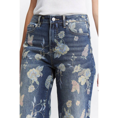 HIGH RISE WIDE LEG FLORAL DENIM