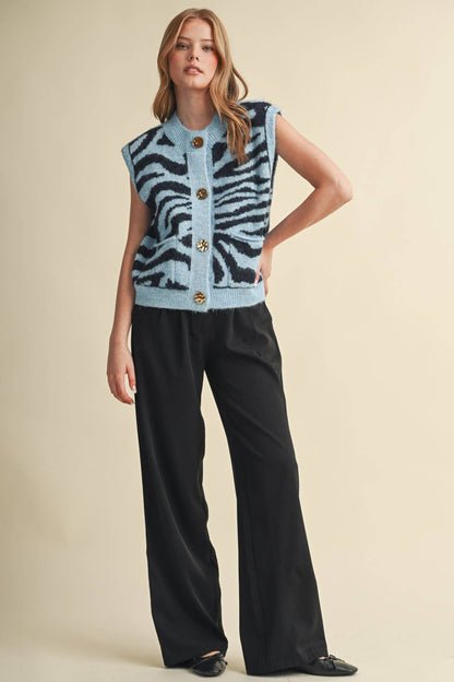 Tiger Stripe Sweater Vest: Blue