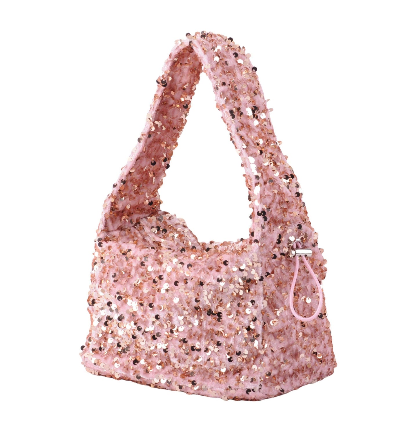 Pink Fuzzy Sequin Strap Bag