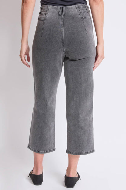 HR Crop Wide Leg Jeans-Grey