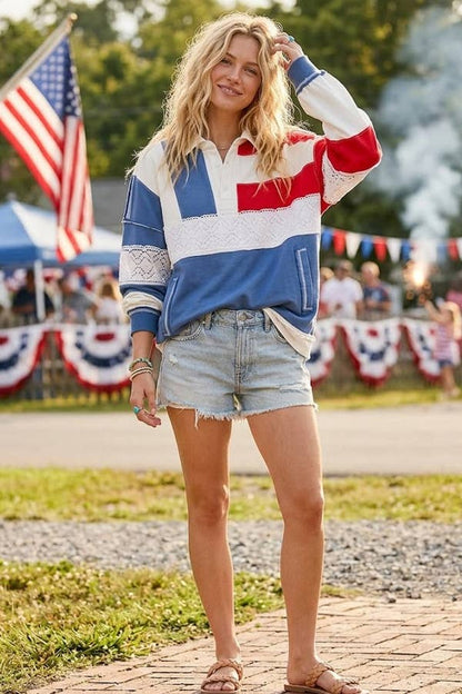 Americana Long Sleeve Polo