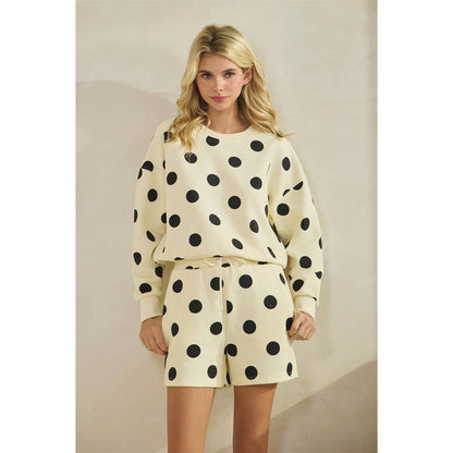 Polka Dot Sweatshorts: Navy