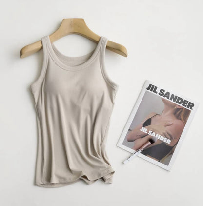 Essential Rib Soft Tank w built in bra