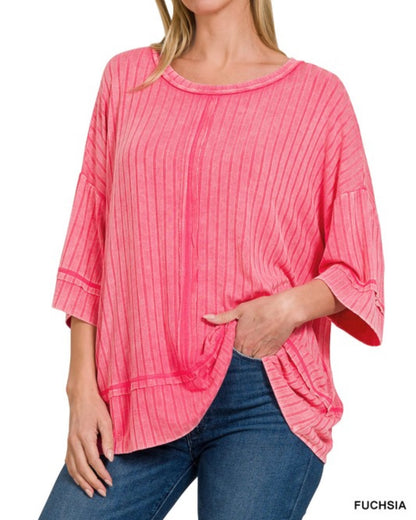 Ribbed Drop Shoulder Top