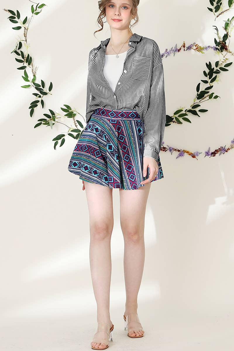 Striped Button Down Long Sleeve: BLACKWHITE