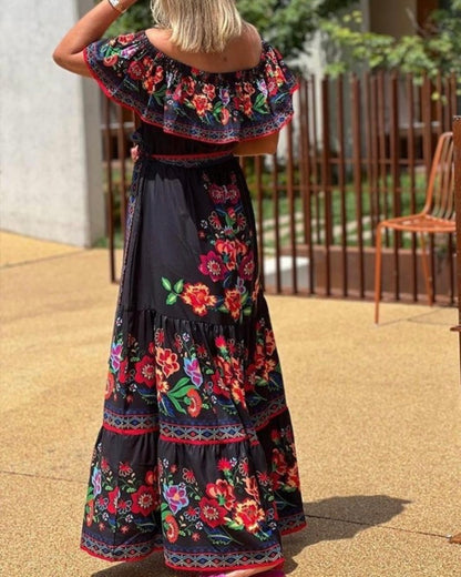 Floral Off Shoulder Maxi Dress
