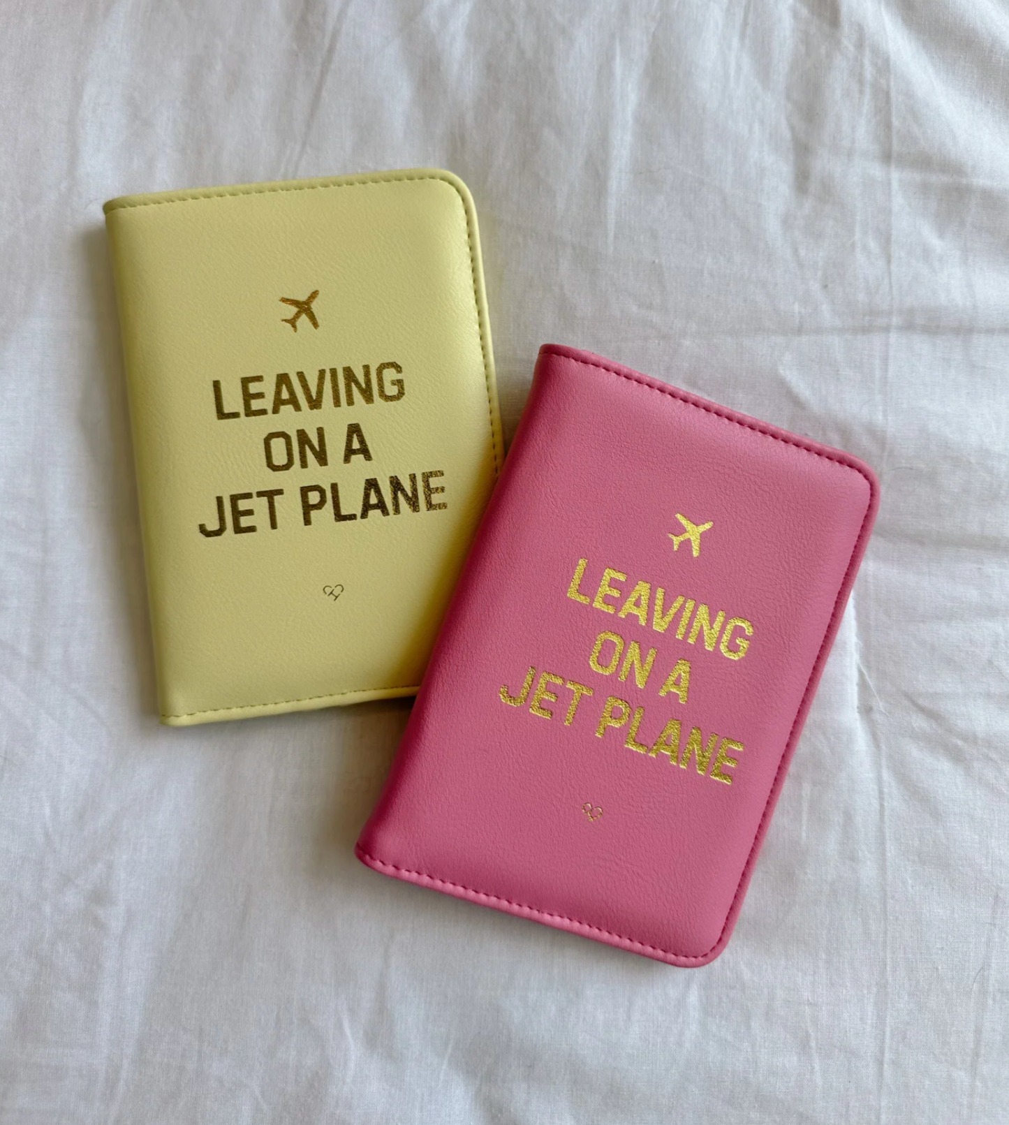 Leaving On A Jet Plane Passport Cover Wallet Pastel Yellow