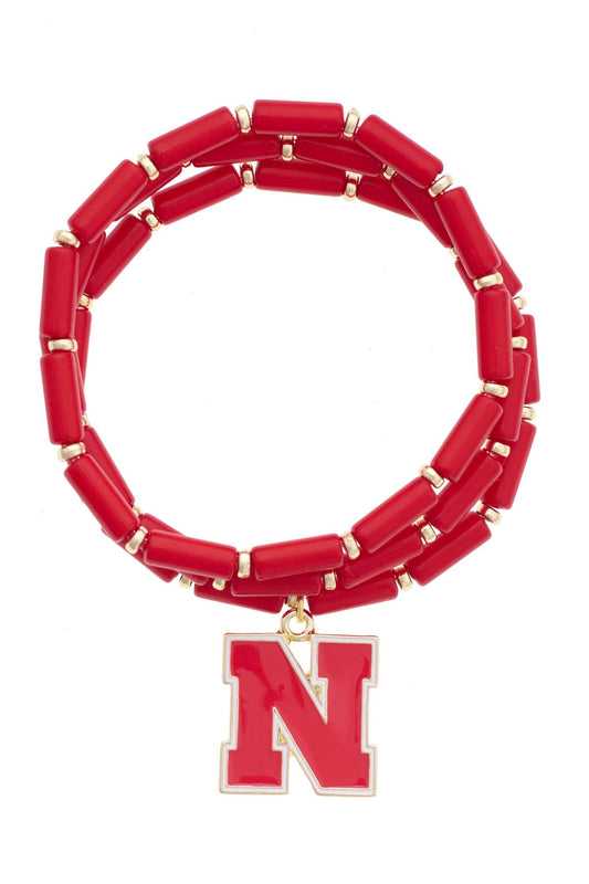 Nebraska Huskers  Logo Beaded Bracelet Set of 3