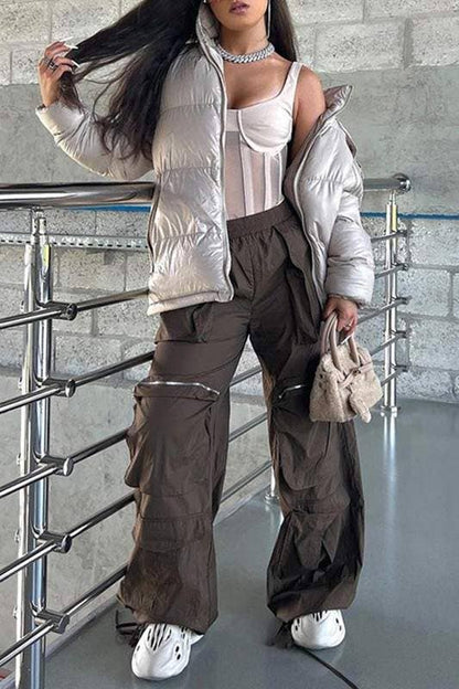 Drawstring Cargo Pants (brown)