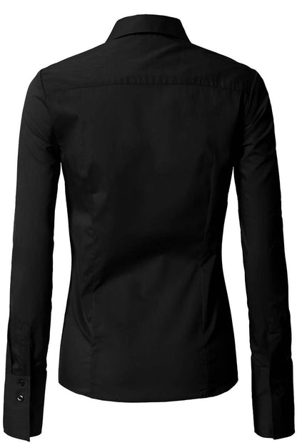Button Down Long Sleeve Shirt: Black