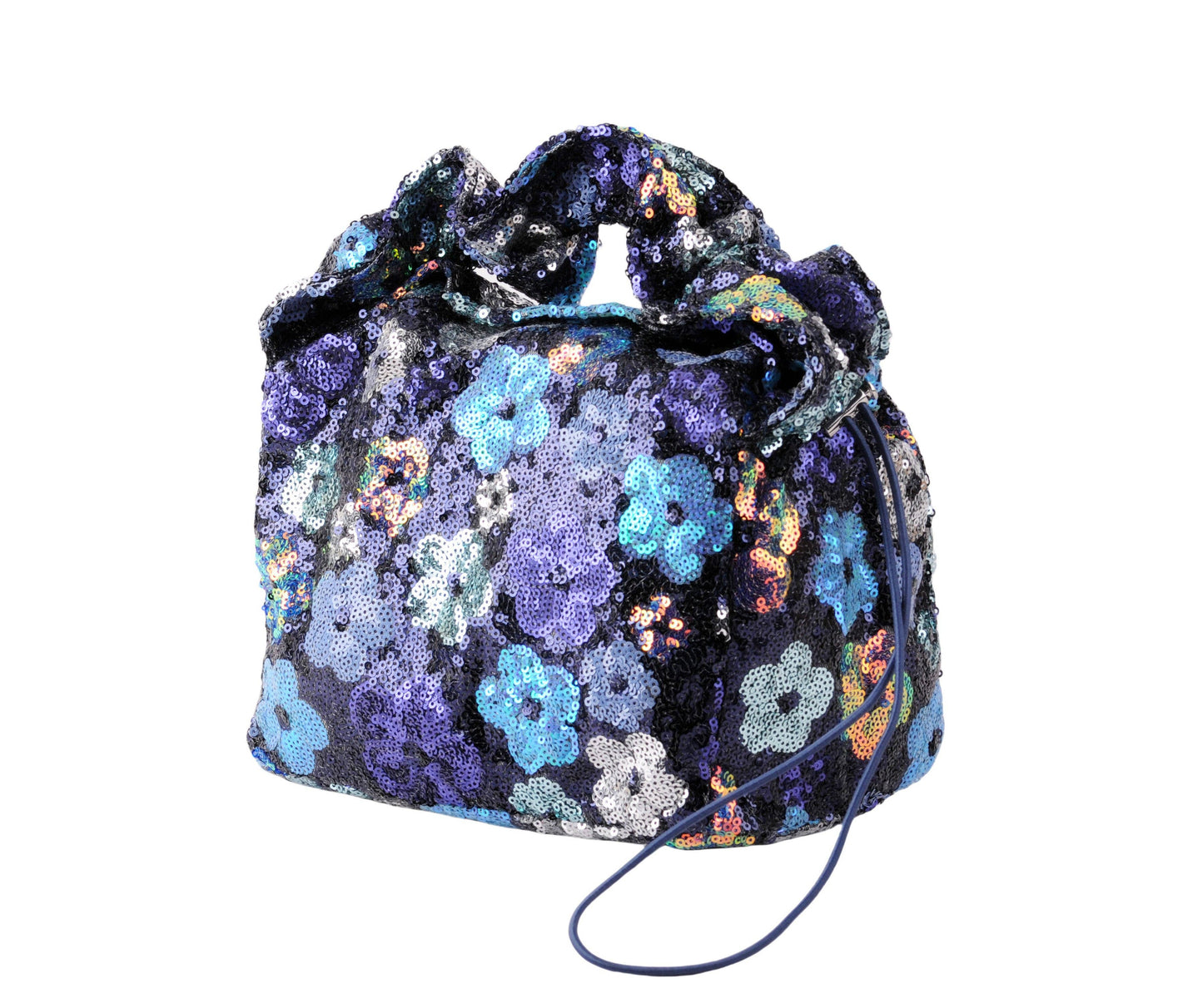 Sequin Top Handle Baguette with Drawstring Strap